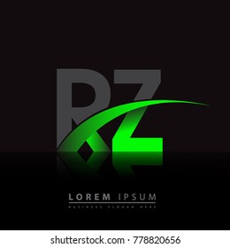 initial letter RZ logotype company name colored green and black swoosh design. vector logo for business and company identity.
