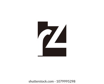 Initial letter rz lowercase logo black and white