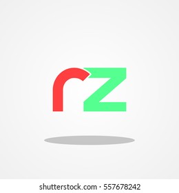 Initial letter RZ lowercase logo design template red tosca