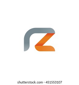 initial letter rz modern linked circle round lowercase logo orange gray