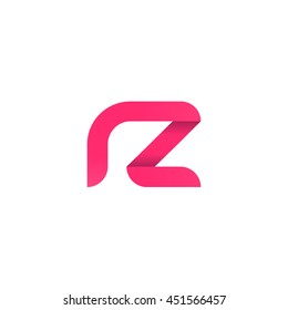 initial letter rz modern linked circle round lowercase logo pink