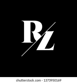Initial Letter RZ Monogram Sliced. Logo template isolated on black background