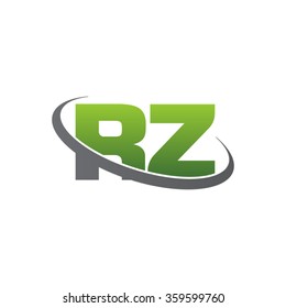 initial letter RZ swoosh ring company logo green gray