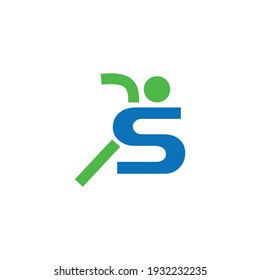 Initial letter S abstract people run logo design. lettering logotype with people in run shape abstract logo design vector