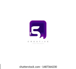 Initial Letter S Abstract Trendy Paper Art Style Logotype