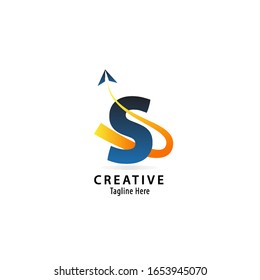 Letra inicial S Icono De Avión Para Compañía De Logotipos