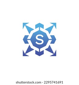 Initial letter S arrow direction technology bagde logo