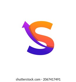 Initial Letter S Arrow Up Logo Symbol. Good for Company, Travel, Start up, Logistic and Graph Logos
