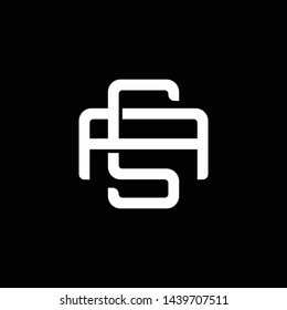 Initial letter A and S, AS, SA, overlapping interlock monogram logo, white color on black background