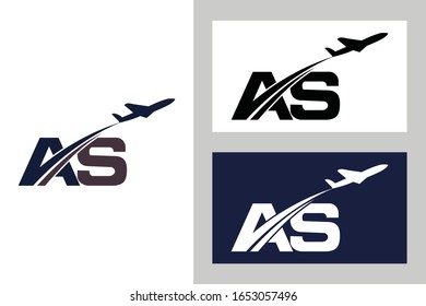 Initial Letter A and S with Aviation Logo Design, Air, Airline, Airplane and Travel Logo template.