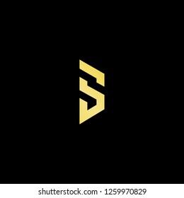 Initial letter S B SB BS minimalist art logo, gold color on black background. - Vector 