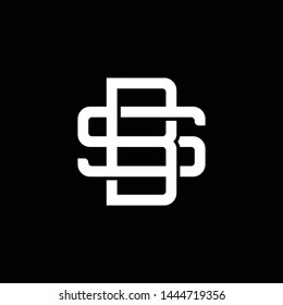 Initial letter S and B, SB, BS, overlapping interlock monogram logo, white color on black background