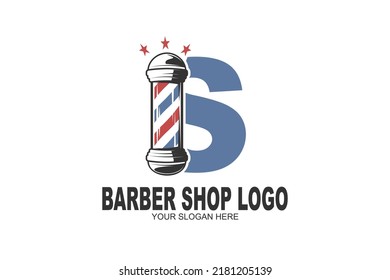 initial Letter S barber shop logo
