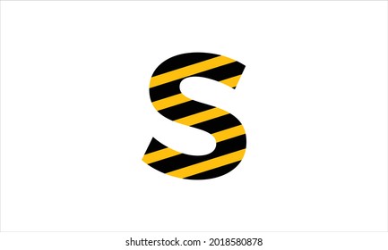 Letra inicial S cinta de advertencia negra y amarilla símbolo de diseño de logotipo de icono minimalista plano