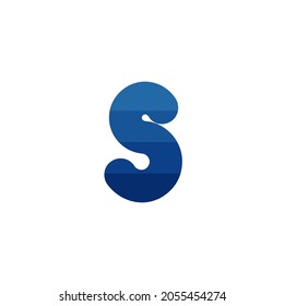 Initial letter S blue stipes logo template. Stock Vector illustration isolated on white background.