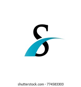 Initial Letter S Blue Swoosh Logo