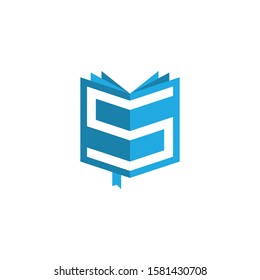 initial letter s book logo vector blue color