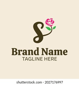 Initial letter S botanical flower logo design template. Fit for wedding business brand, fashion, jewelry, boutique, florist shop, floral and botanical. Vector illustration