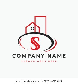 Initial Letter S Building Logo. House logo, Architecture, Home, Real Estate logo design template Template
