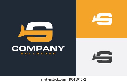 initial letter S bulldozer logo