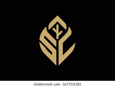 Initial letter S and C with abstract leaf logo sign symbol