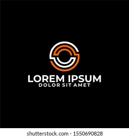 Initial letter S or C logo template with modern circle or maze illustration in flat design monogram symbol