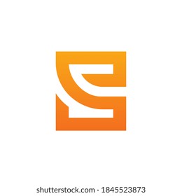 Initial letter S or C logo design template, linear style monogram, bold logotype illustration, square shape typography