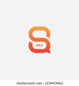 initial Letter S Chat Logo Template Vector Design.