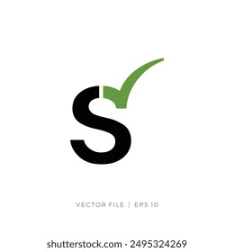 initial letter S check mark logo design