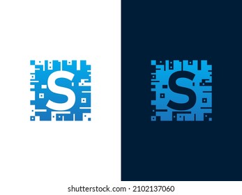 Initial Letter S And Chip Card Vector Logo Design