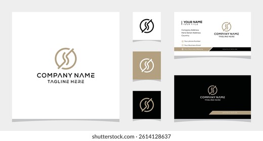 initial letter S circle line logo design, business card template vector