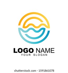 initial letter S with circle logo combination, water wave symbol logo, business logo design