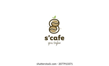 Initial letter S coffee logo design with playful style