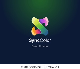Letra inicial s con logotipo de degradado de colores