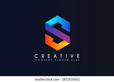 Letra inicial S colorida ilustración vectorial del diseño del logotipo. Diseño de elementos de plantilla de logotipos de tecnología y negocios de la carta S