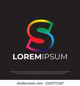 Initial letter S colorful Modern digital alphabet font, Rainbow color design fashion futuristic font
