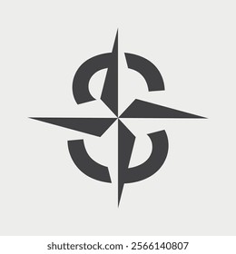 Initial Letter S Compass Logo design. Vector Illustration.