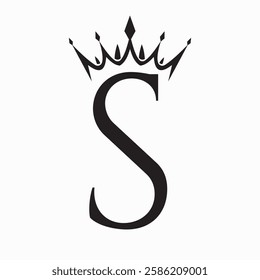 Initial Letter S Crown Logo Concept For Fashion and Beauty Symbol Vector Template