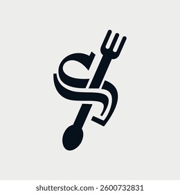 Initial Letter S Cutlery Fork and Spoon Logo Design. Restaurant design concept alphabet font. Vector Illustration.