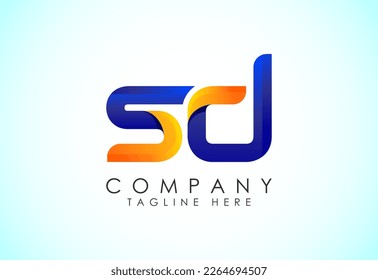 Initial Letter S D Logo Design Vector Template. Graphic Alphabet Symbol. Gradient logo