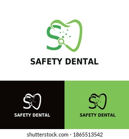 Concepto del logotipo de la carta inicial S Dental Dentist. Plantilla de logotipo de marca de odontología y cuidado dental