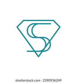 símbolo de signo de icono de la letra inicial S Logotipo de diamante Elemento Estilo de arte de la línea de diseño. Joyería, Joyería, Logotipo Gem. Plantilla de ilustración de vector