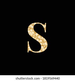 Initial Letter S with Diamond Pattern in gold color.