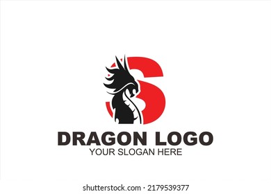 initial Letter S dragon logo