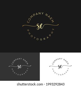 Initial letter S E , S C Photography logotype. Minimalist photography logo concept, fit for photographer, photo studio and camera business. Illustration vector logo.