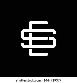 Initial letter S and E, SE, ES, overlapping interlock monogram logo, white color on black background