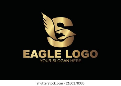 initial Letter S eagle gold logo