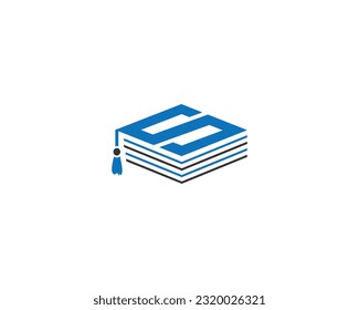 Initial letter S for education school logo element with graduation cap symbol icon vector template.