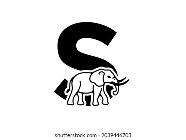 Initial letter S with elephant shape line art design