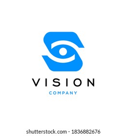 Letra inicial S con logotipo de visión visual Símbolo del icono de diseño